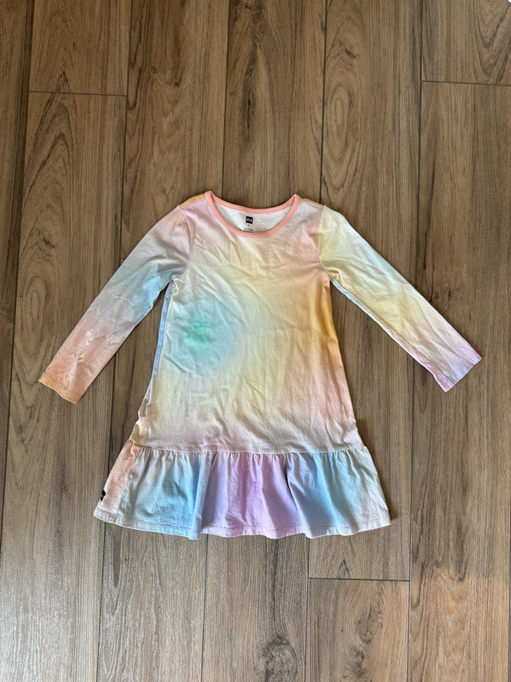 Tea Collection Kids Pastel Rainbow Long Sleeve Dress size 6